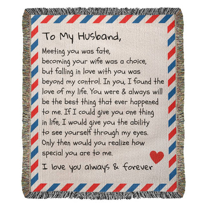 To My Husband - Giant Love Letter - Premium Woven Blanket- WB01
