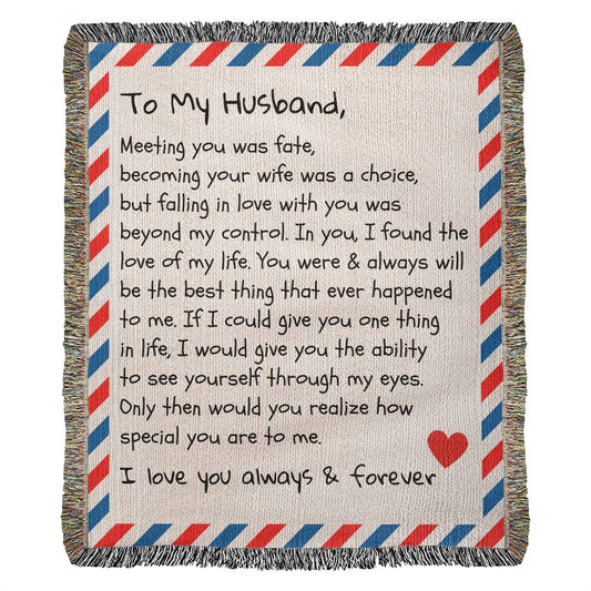 To My Husband - Giant Love Letter - Premium Woven Blanket- WB01