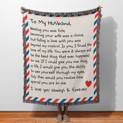 To My Husband - Giant Love Letter - Premium Woven Blanket- WB01