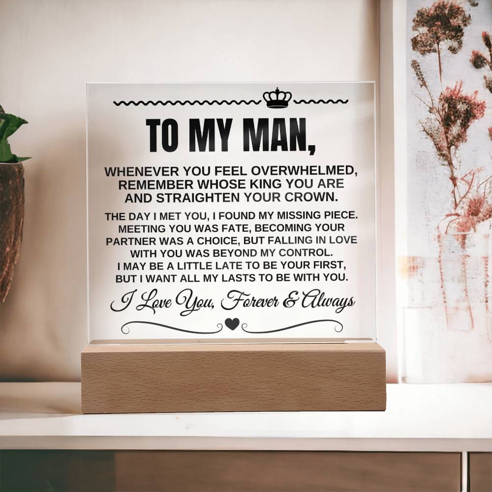 To My Man "I Love You Forever & Always" Acrylic LED Lamp - AC08