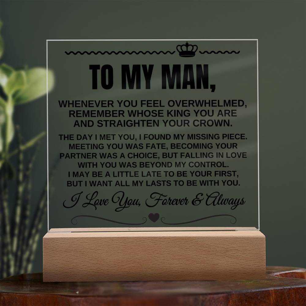 To My Man "I Love You Forever & Always" Acrylic LED Lamp - AC08