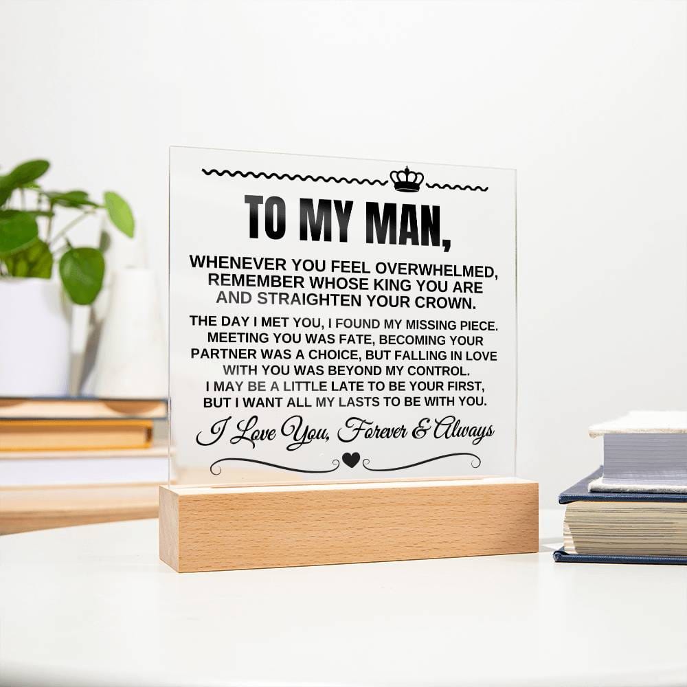To My Man "I Love You Forever & Always" Acrylic LED Lamp - AC08