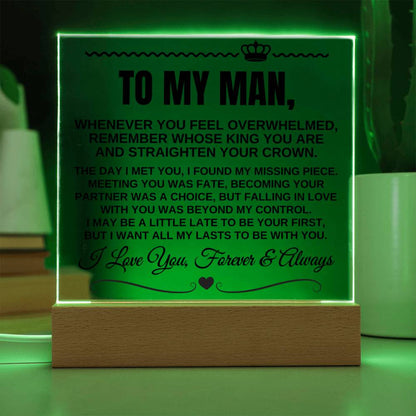 To My Man "I Love You Forever & Always" Acrylic LED Lamp - AC08