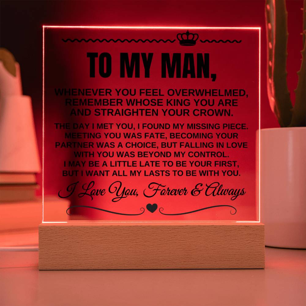 To My Man "I Love You Forever & Always" Acrylic LED Lamp - AC08
