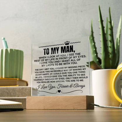 To My Man "I Want All Of My Lasts to Be With You" Acrylic LED Lamp - AC11