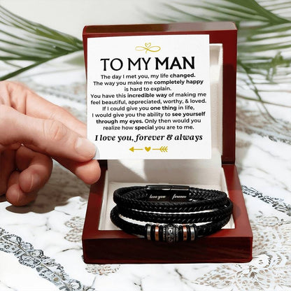 To My Man | Love You Forever | Braided Bracelet Gift Set - SS578