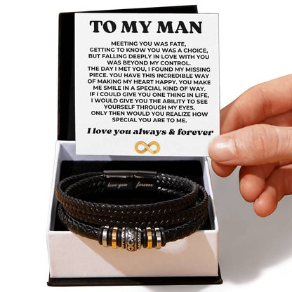 To My Man - I Love You Forever - Braided Bracelet Gift Set - SS607