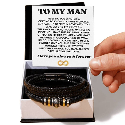 To My Man - I Love You Forever - Braided Bracelet Gift Set - SS607
