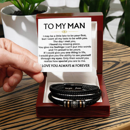 To My Man | My Missing Piece | Braided Bracelet Gift Set - SS584