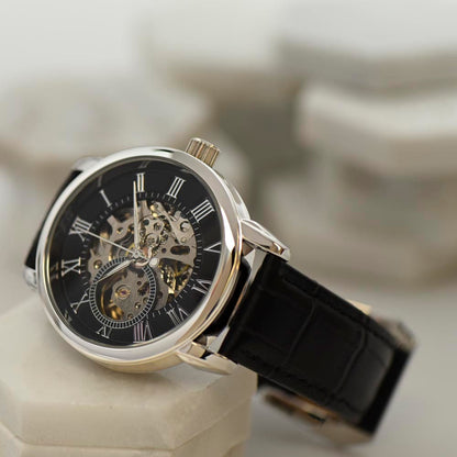 To My Man - Premium Automatic Openwork Watch - Gift Set - SS166-OW