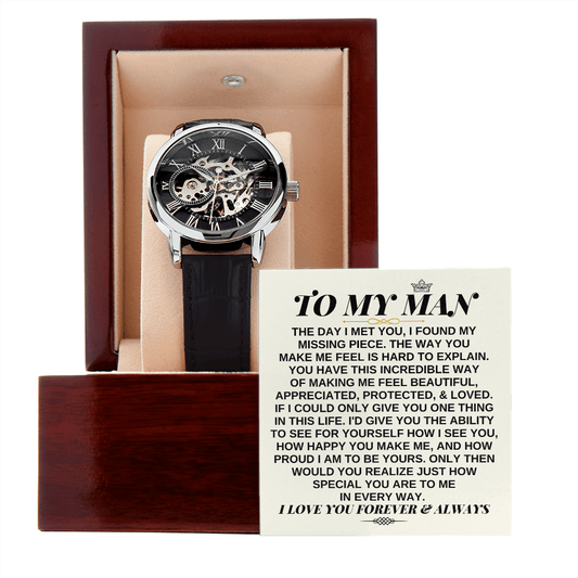 To My Man - Premium Automatic Openwork Watch - Gift Set - SS246