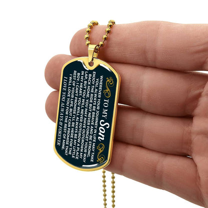 To My Son - 18k Gold Finish Love Tag - SS599