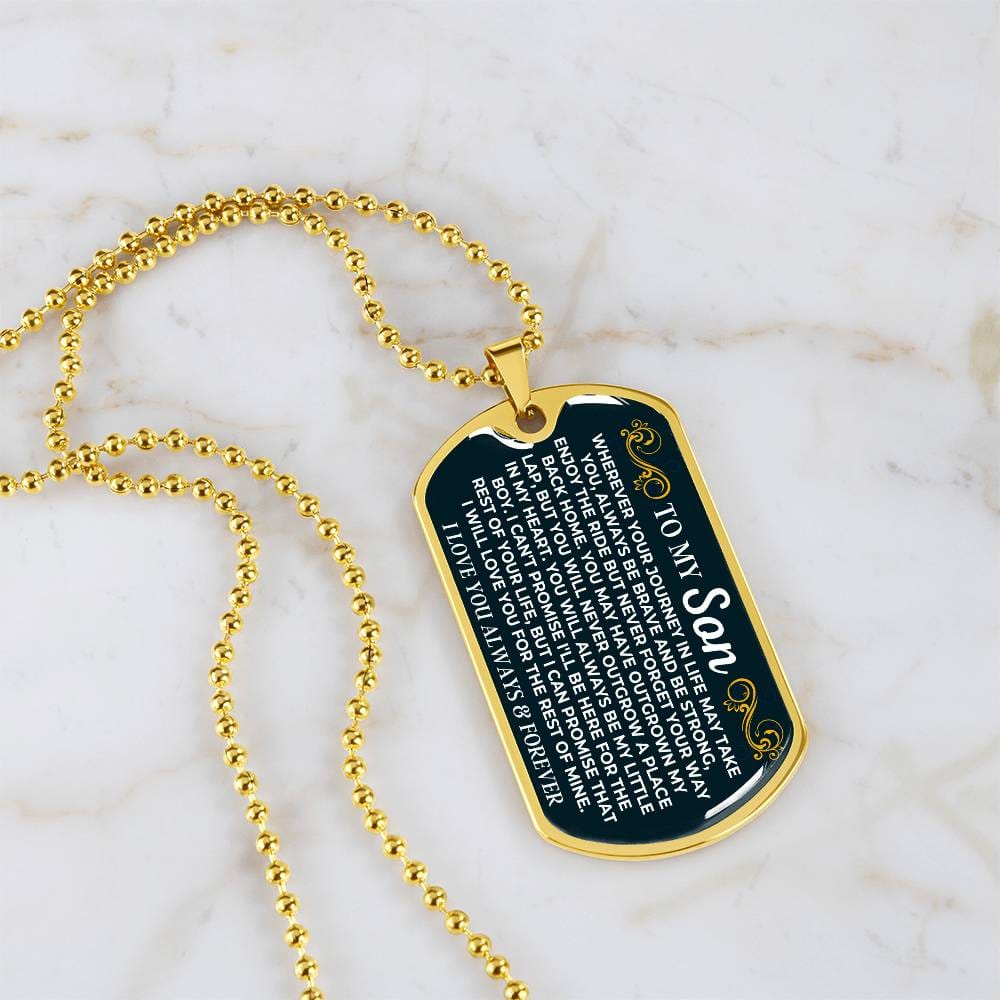 To My Son - 18k Gold Finish Love Tag - SS599