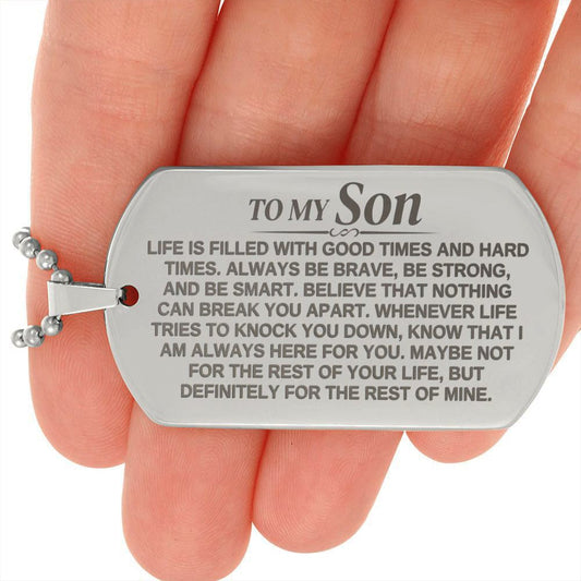 To My Son - Engraved Love Tag - SS374