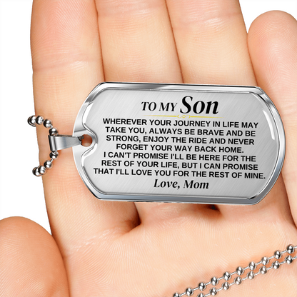 To My Son - Love, Mom - Beautiful Love Tag - SS311