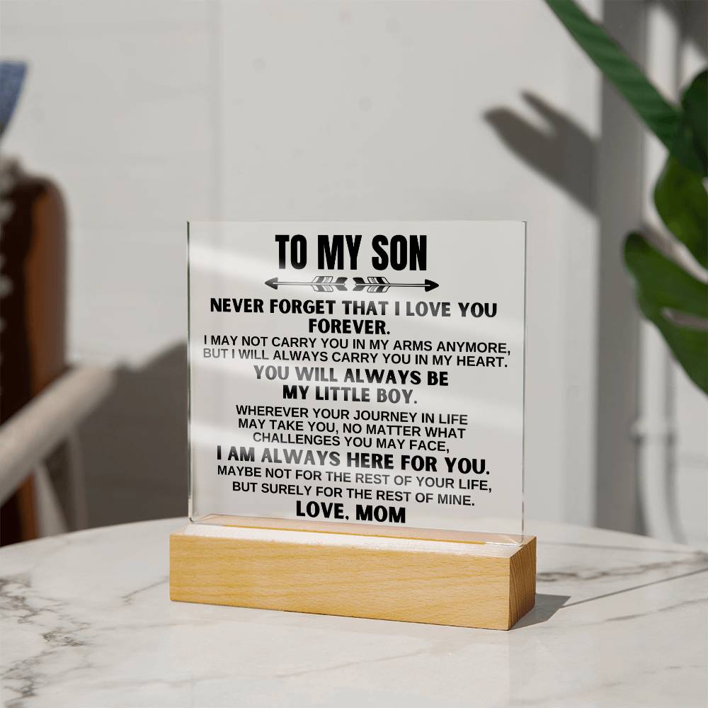 To My Son - Love Mom - LED-Lit Acrylic Plaque - AC23