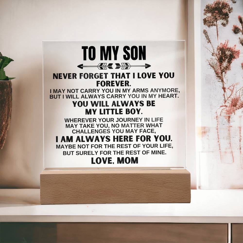 To My Son - Love Mom - LED-Lit Acrylic Plaque - AC23
