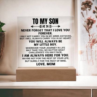 To My Son - Love Mom - LED-Lit Acrylic Plaque - AC23