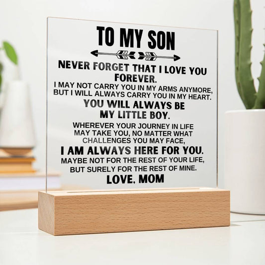 To My Son - Love Mom - LED-Lit Acrylic Plaque - AC23