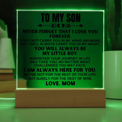 To My Son - Love Mom - LED-Lit Acrylic Plaque - AC23