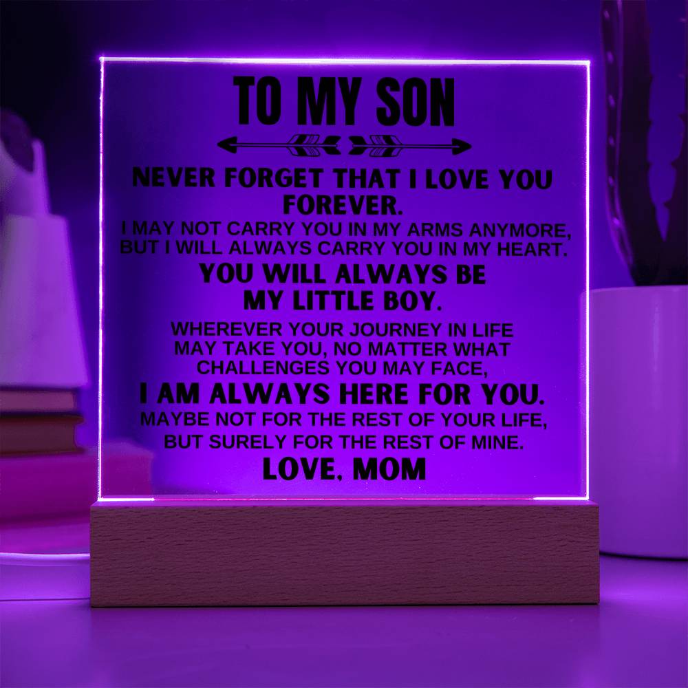 To My Son - Love Mom - LED-Lit Acrylic Plaque - AC23