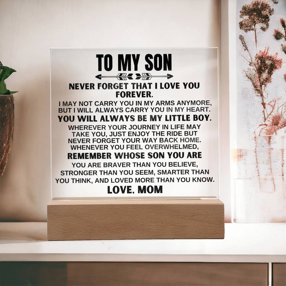 To My Son - Love Mom - LED-Lit Acrylic Plaque - AC24