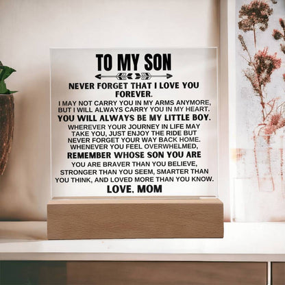 To My Son - Love Mom - LED-Lit Acrylic Plaque - AC24