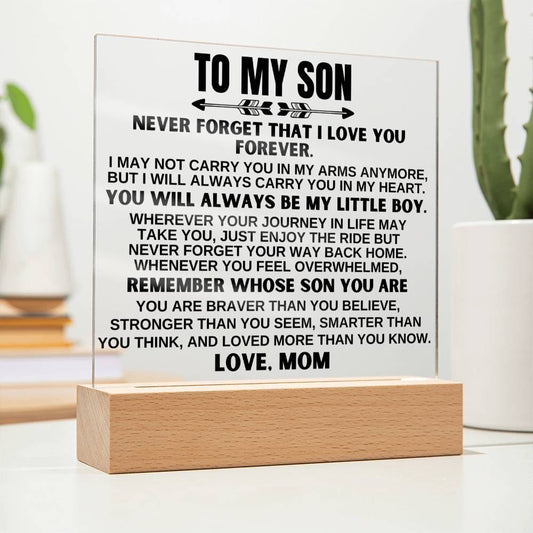 To My Son - Love Mom - LED-Lit Acrylic Plaque - AC24