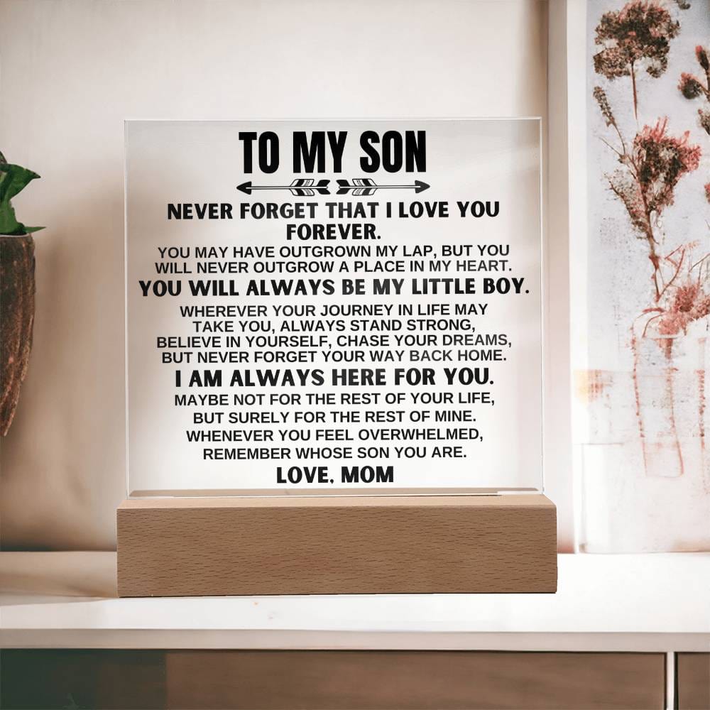 To My Son - Love Mom - LED-Lit Acrylic Plaque - AC25