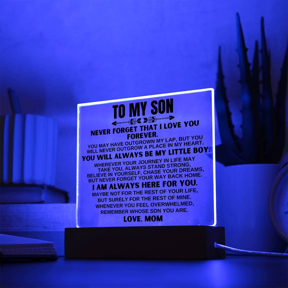 To My Son - Love Mom - LED-Lit Acrylic Plaque - AC25