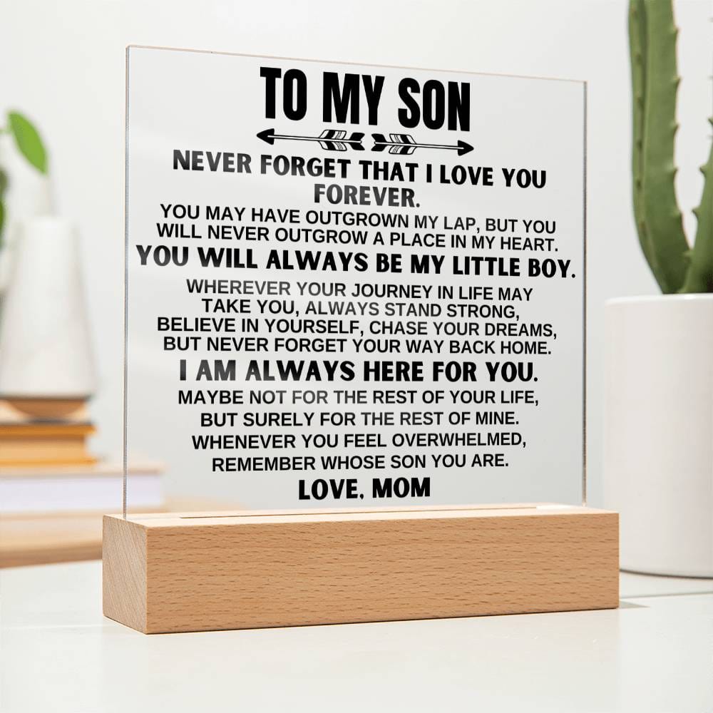 To My Son - Love Mom - LED-Lit Acrylic Plaque - AC25
