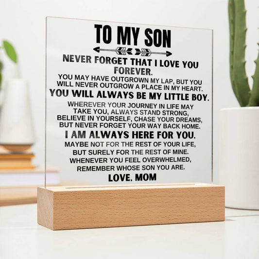 To My Son - Love Mom - LED-Lit Acrylic Plaque - AC25
