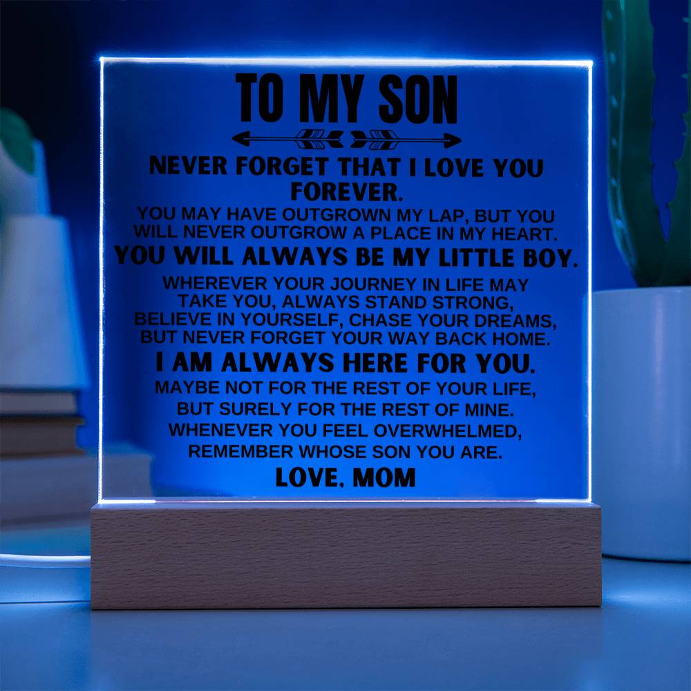 To My Son - Love Mom - LED-Lit Acrylic Plaque - AC25