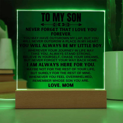 To My Son - Love Mom - LED-Lit Acrylic Plaque - AC25