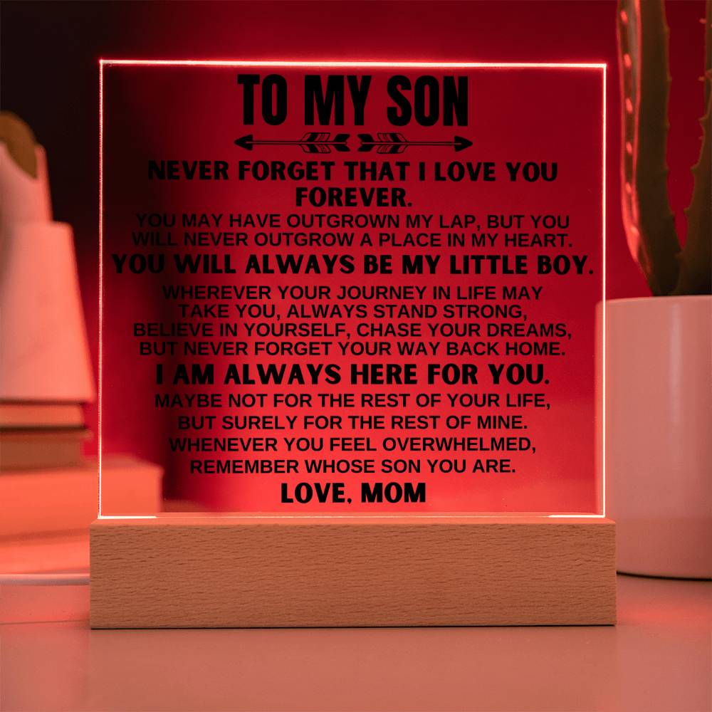 To My Son - Love Mom - LED-Lit Acrylic Plaque - AC25