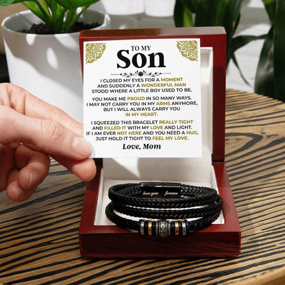 To My Son | Braided Leather Bracelet Gift Set - SS521