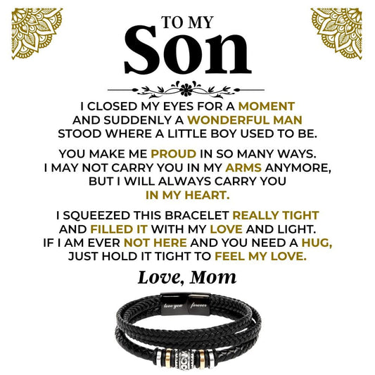 To My Son | Braided Leather Bracelet Gift Set - SS521