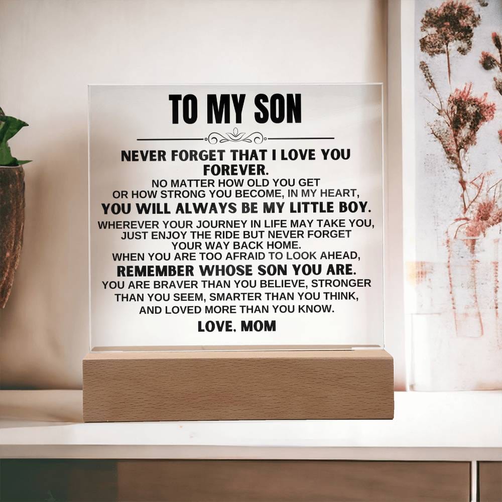To My Son "You'll Always Be My Little Boy" LED-Lit Acrylic Plaque - AC19
