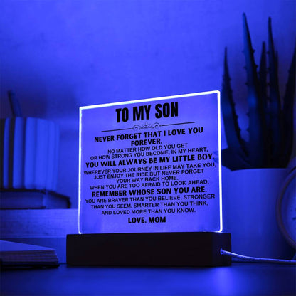 To My Son "You'll Always Be My Little Boy" LED-Lit Acrylic Plaque - AC19