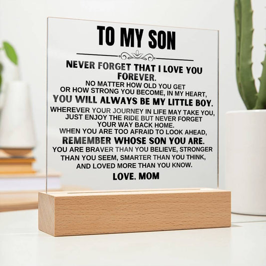 To My Son "You'll Always Be My Little Boy" LED-Lit Acrylic Plaque - AC19