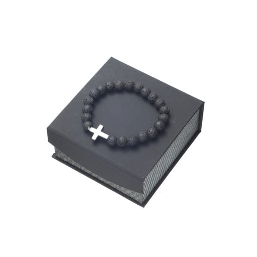 To My Grandson - Pray Through It - Volcanic Bead Cross Bracelet Set - SS356