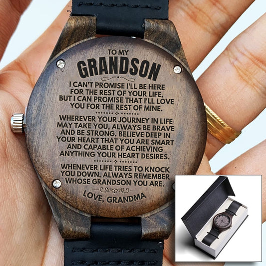 To My Grandson - Love, Grandma - Engraved Wood Watch - SS146-GM