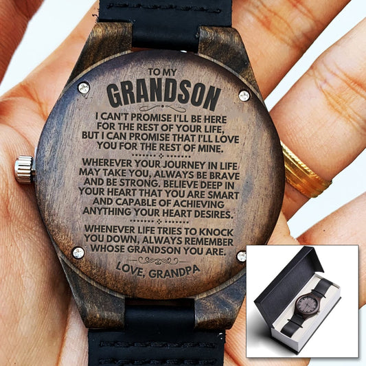 To My Grandson - Love, Grandpa - Engraved Wood Watch - SS146-GP