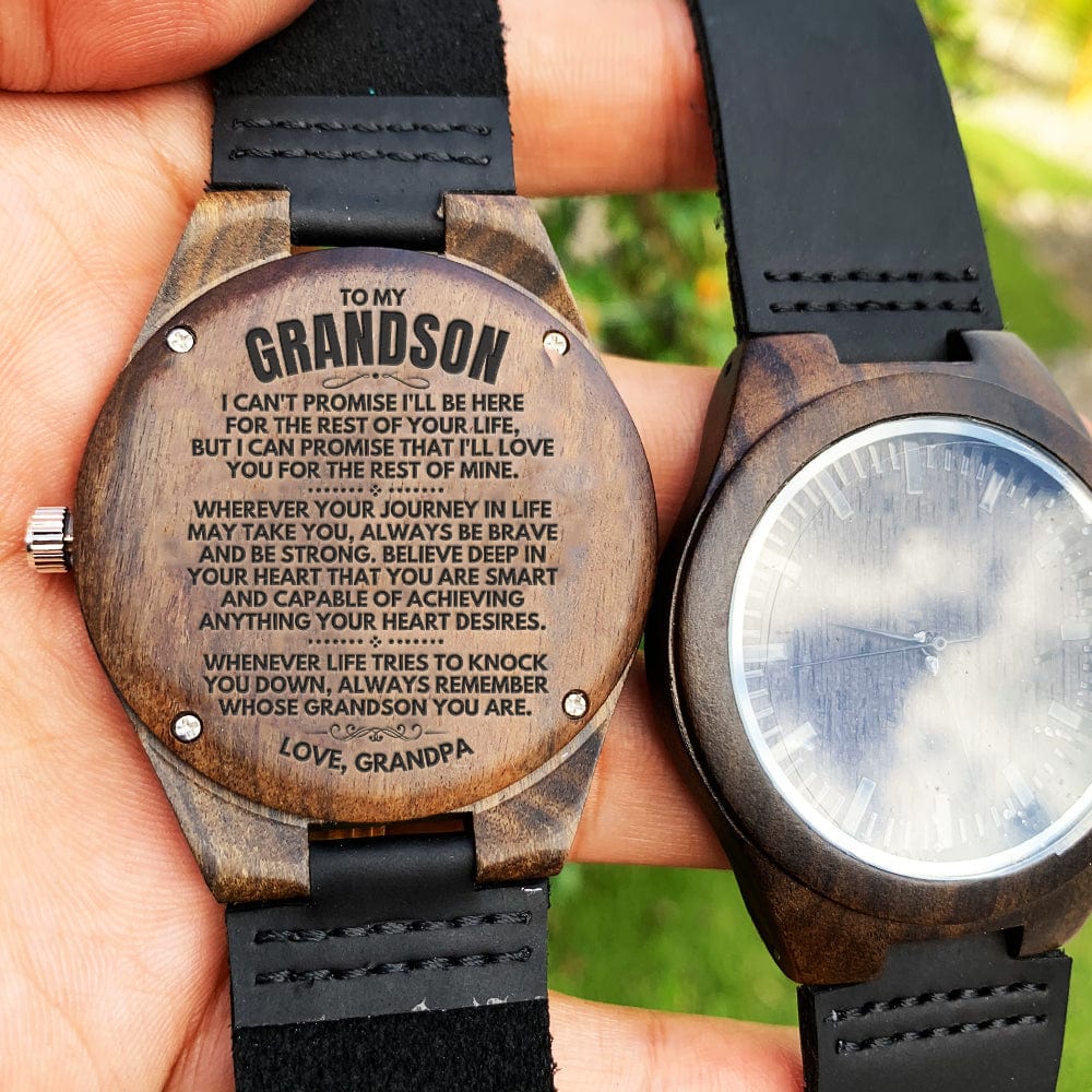 To My Grandson - Love, Grandpa - Engraved Wood Watch - SS146-GP