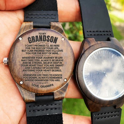 To My Grandson - Love, Grandpa - Engraved Wood Watch - SS146-GP