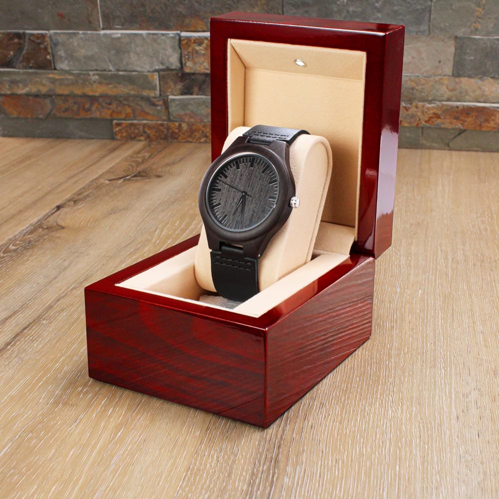 To My Son - Love, Mom - Engraved Wood Watch - SS480