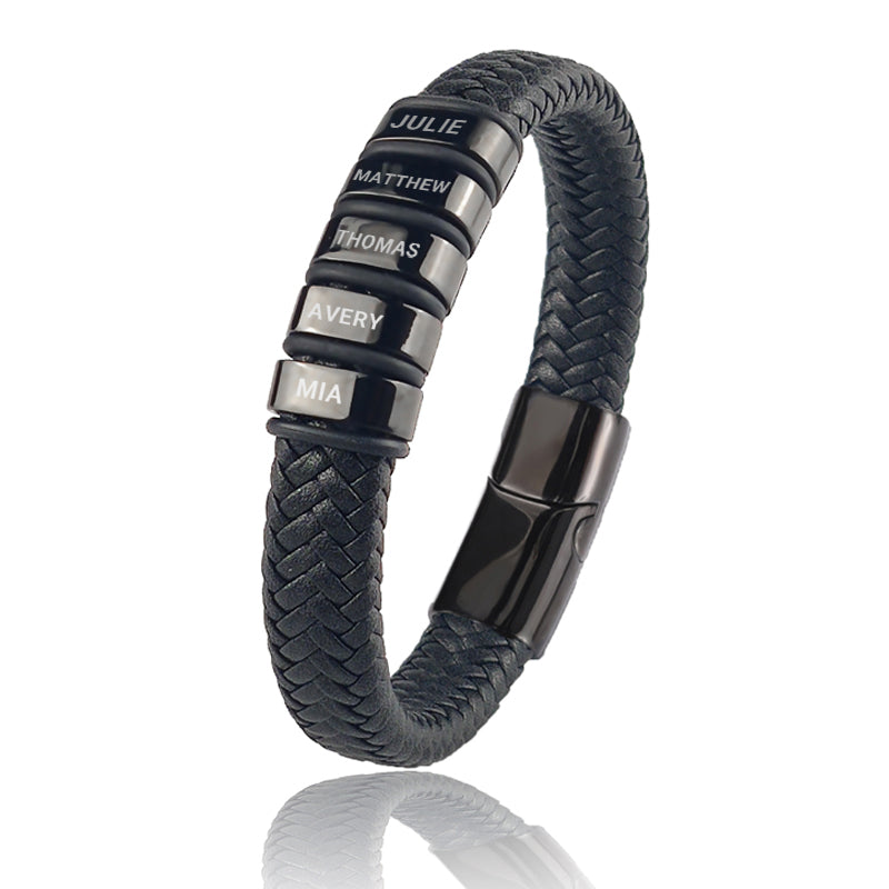 Family Forever - Engraved Leather Style Bracelet Set (Test)